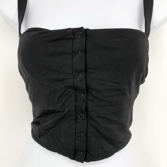 ANDIE SWIM Women's The Snap Top XL D Flat Black Square Neck NWT - Picture 4 of 8